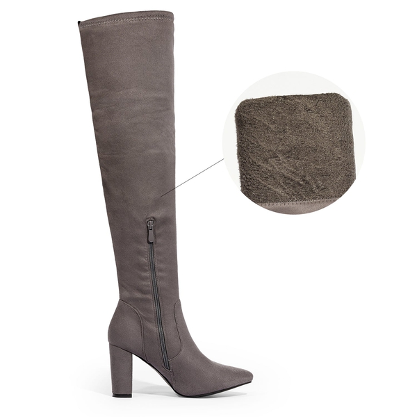 Thigh High Fashion Boots - LIGHT GREY - 3